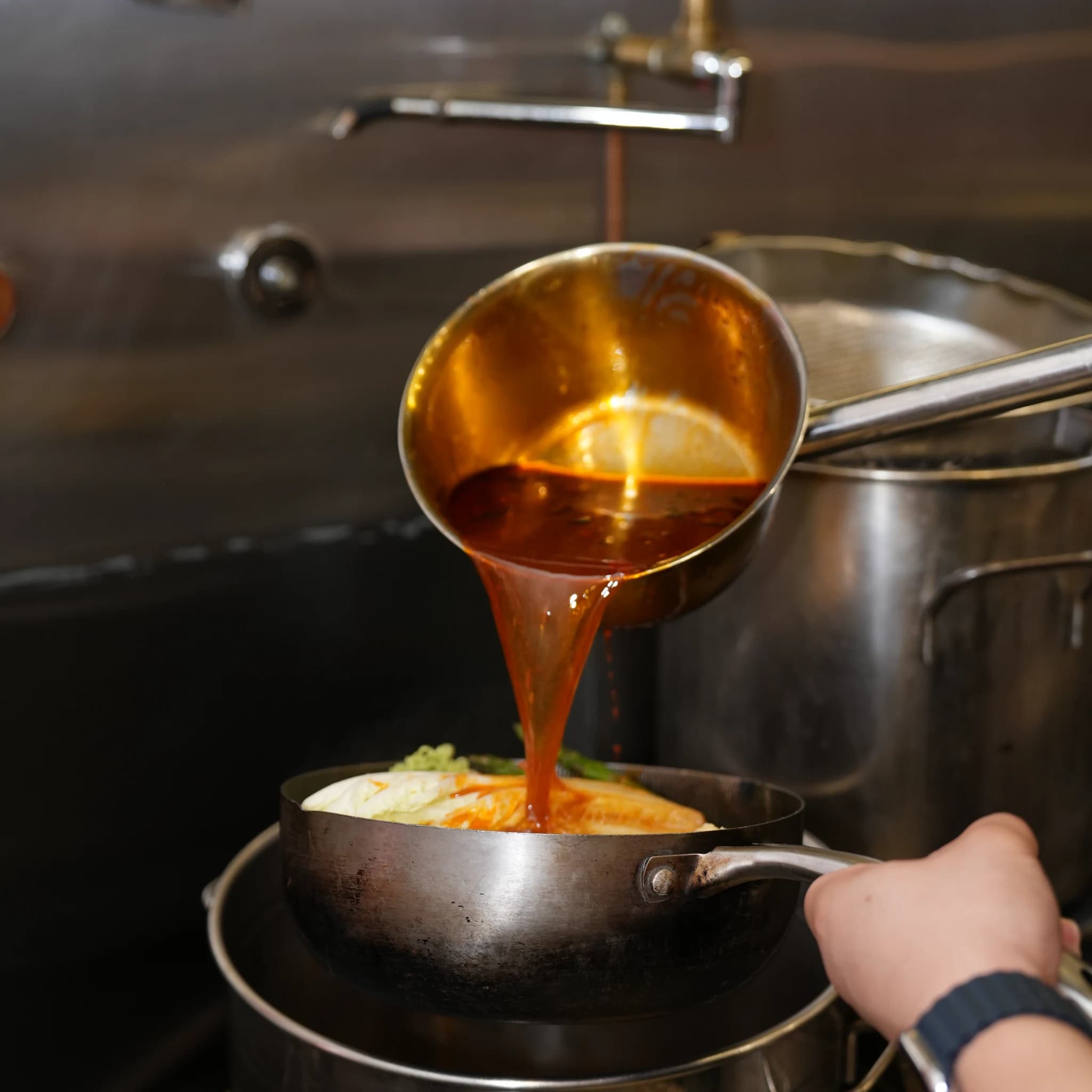Warm light and service counter